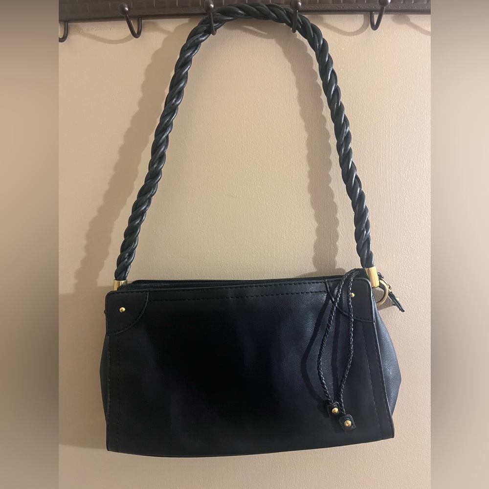 Elegant Vegan Black Leather Shoulder Bag